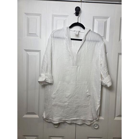 La Blanca Seaside Hoodie Kangaroo Pocket & Crochet Edging Detail Cover-Up XS - Picture 1 of 9